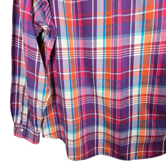 Ralph Lauren Shirt Mens XL Purple Plaid Flannel Button Up Custom Fit Pony VTG - Picture 10 of 11